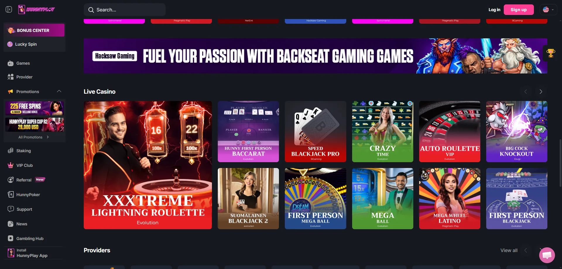 Hunnyplay live dealer casino — real-time blackjack, roulette and baccarat
